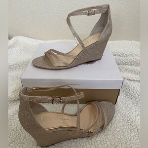 Jessica Simpson Callyia Champagne Wedges, size 9 1/2
